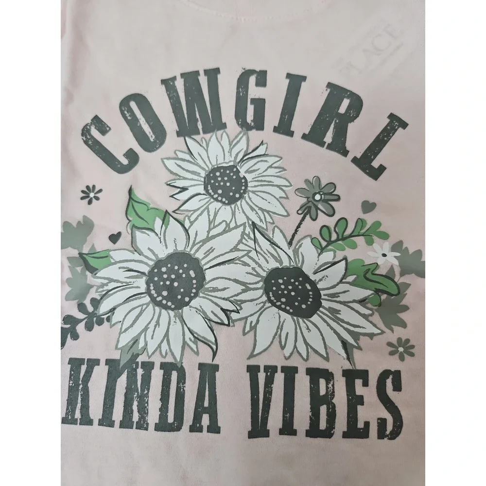 Girls Small Tshirt  🌻 Cowgirl Kinda Vibes  Tee  Pink The Childrens Place NWT
